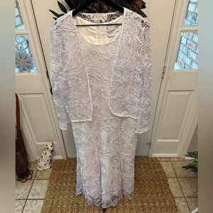 NWT Dorinda Clark Cole Rose Collection Formal White Gown w Jacket Shrug 18W